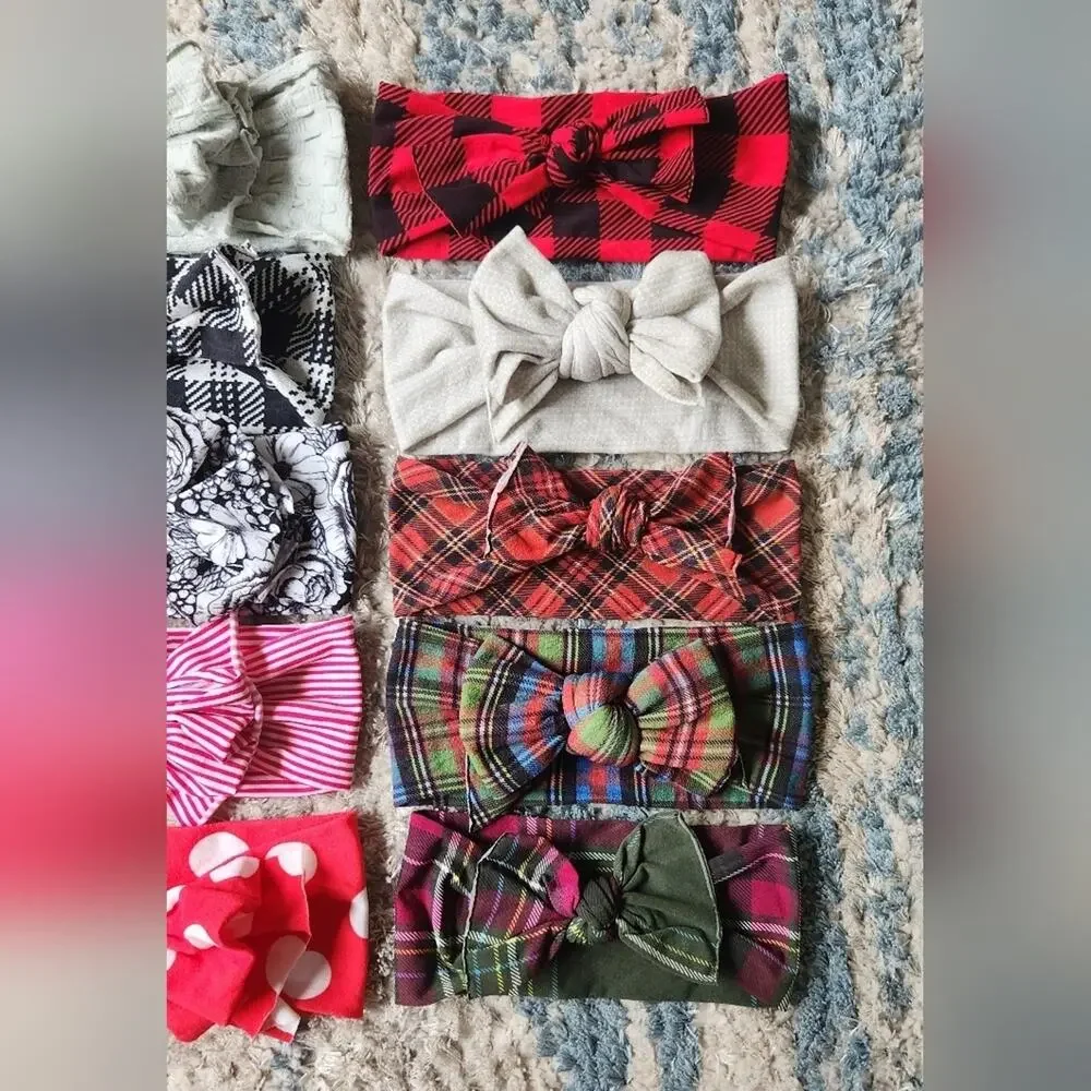 Baby Bling Headbands Winter Holiday Prints Colors || Set of 10 EUC